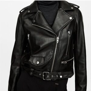 Zara Faux Leather Jacket Black